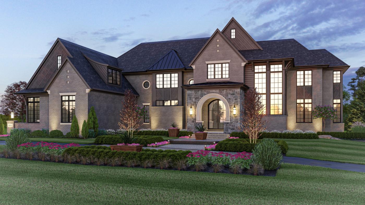 The Palisade Traditional Nouveau Elevation with Gray Brick